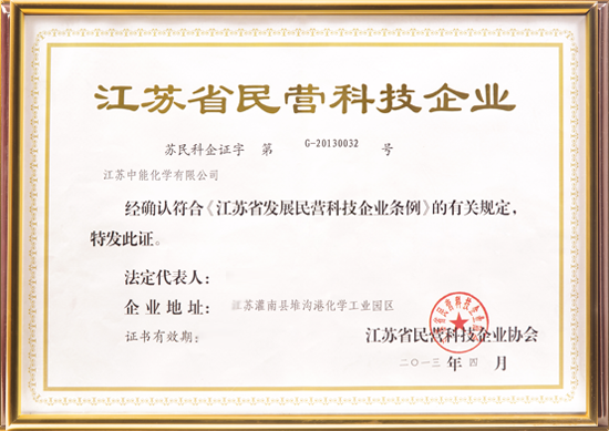 江苏省民营科技企业证书