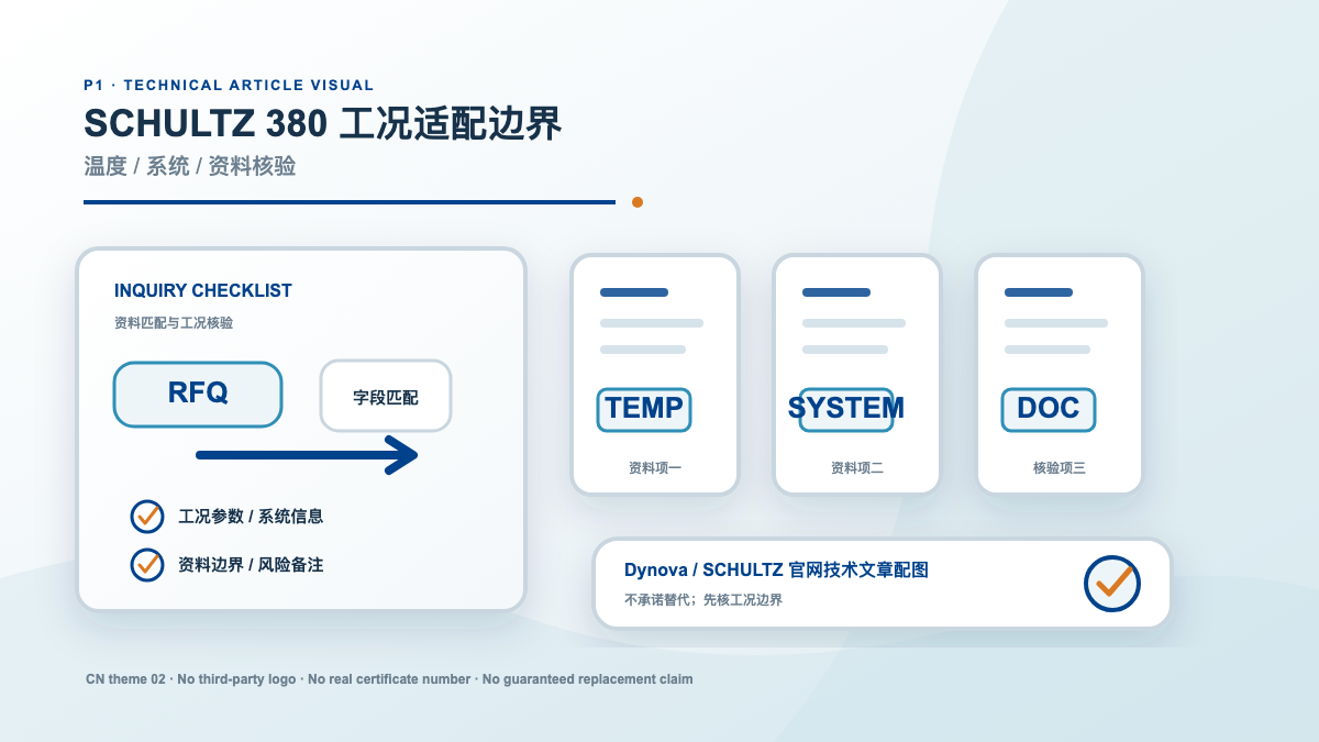 SCHULTZ 380 适合哪些工况？温度、系统和资料核验边界